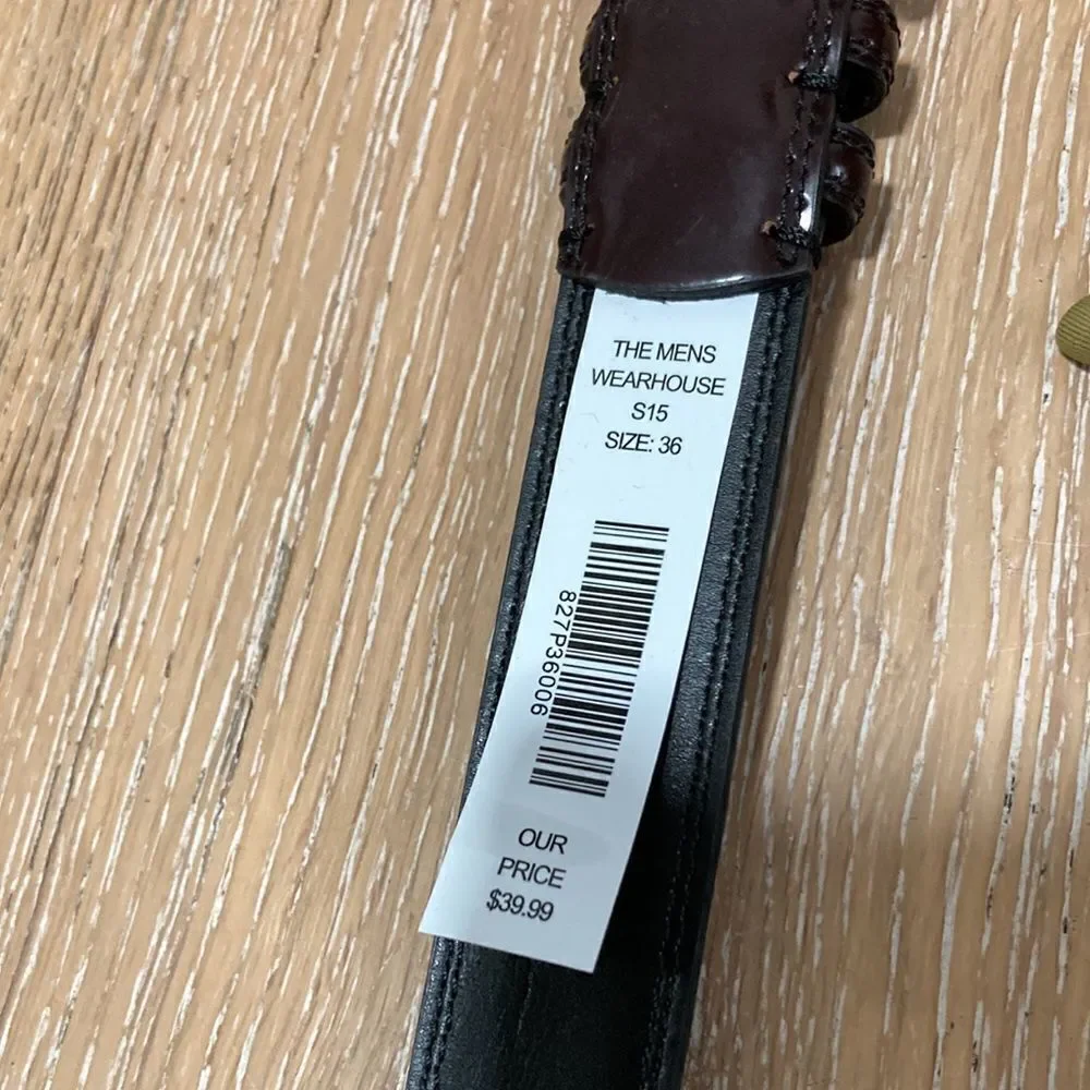 NWT Mens Warehouse brown leather belt-36